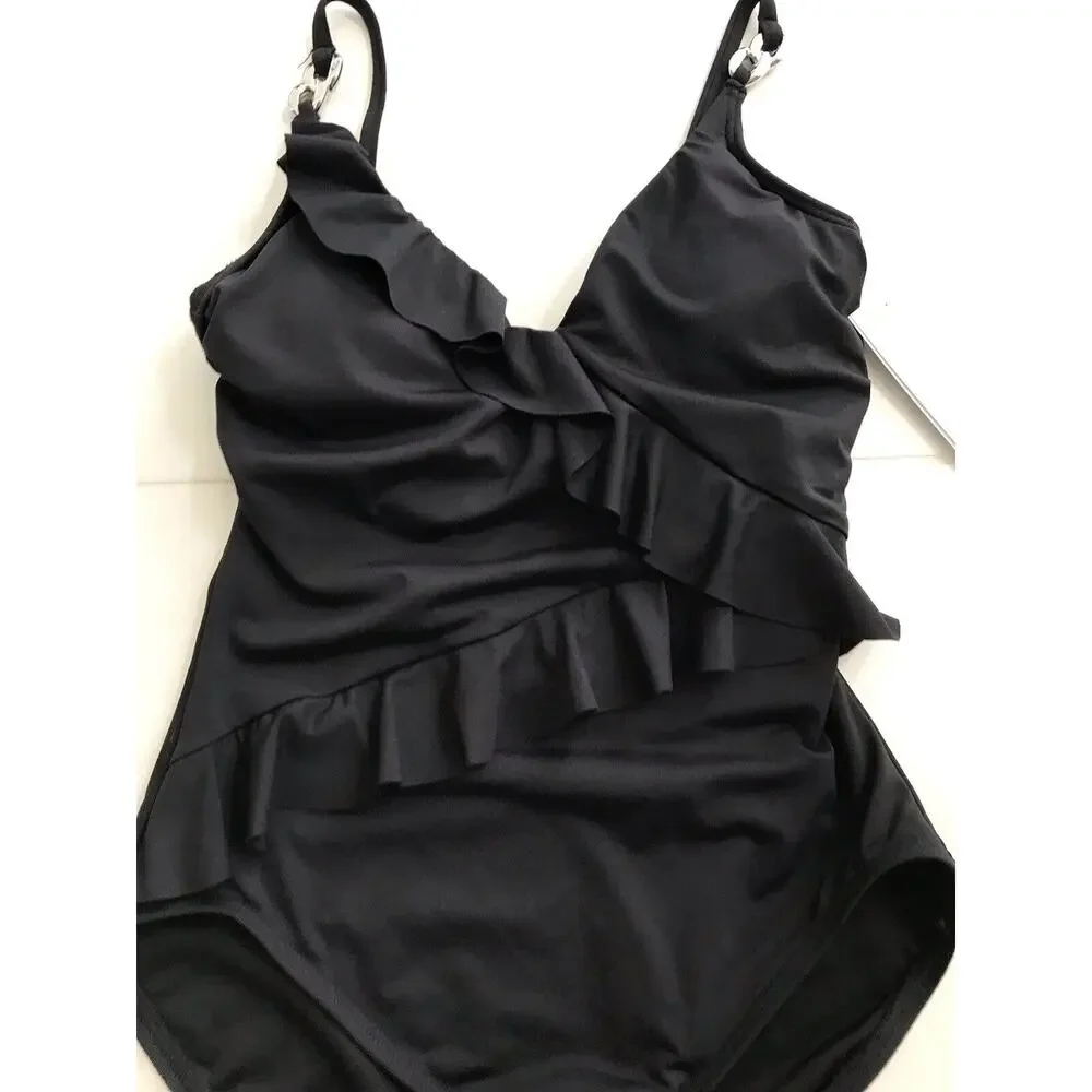 Michael Kors Swim Pleated Padded One Piece Swimsuit